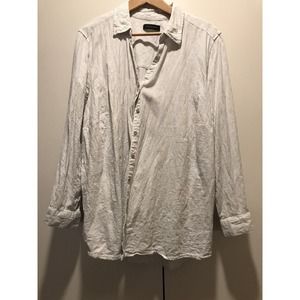 Tahari Shirt White w Light Blue Strips Buttons Long Arm Plus Size 3X